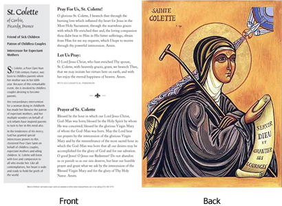 Prayer to St. Colette card